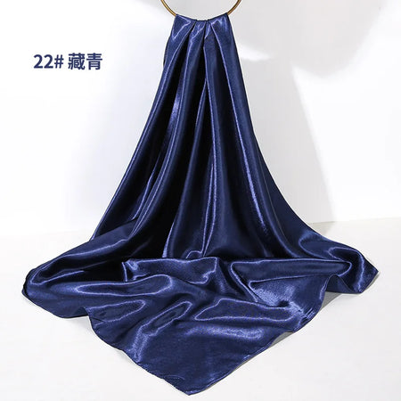 Women Solid Scarf &ndash; Elegant Simulated Silk Design Navy