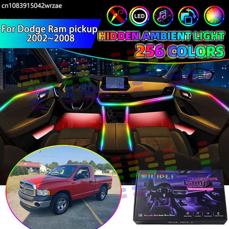For Dodge Ram pickup 2002~2008 MK3 DR DH D1 RGB Car Interior Ambient Lights Strips Breathing Lighting Kit App Control LED strips by InterCyprus Trading Ltd