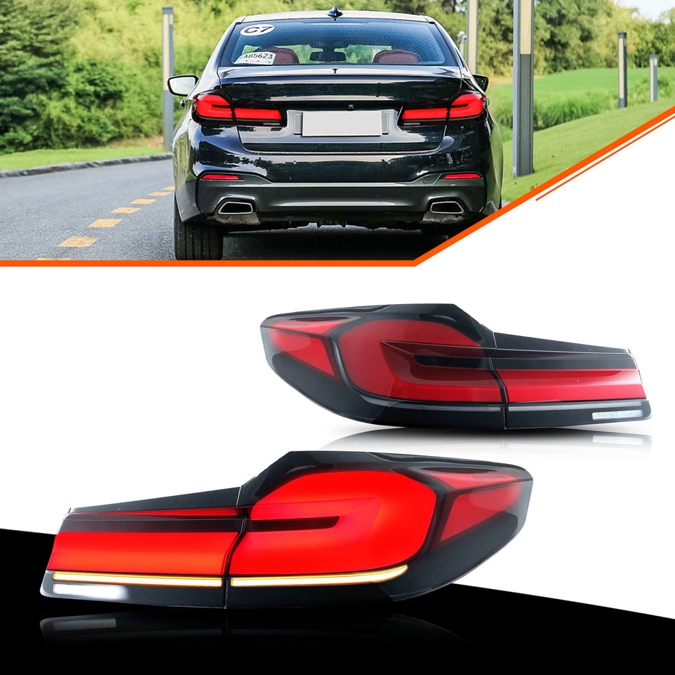 Luci posteriori a LED Xunder per BMW Serie 5 G30 F90 M5 2017-2020 Indicatore sequenziale Rosso ABS Assemblaggio lampada posteriore