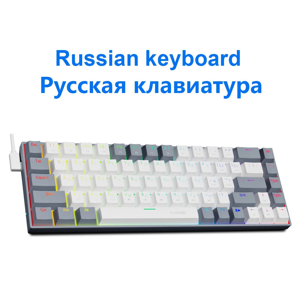 E-YOOSO Z686 RGB USB 60 Percent Mechanical Keyboard &ndash; Slim Z686RGB-WG-RU / Red Switch