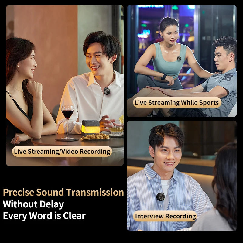 CrownQu Wireless Lavalier Microphone &ndash; Magnetic Noise Reduction with Charging Box