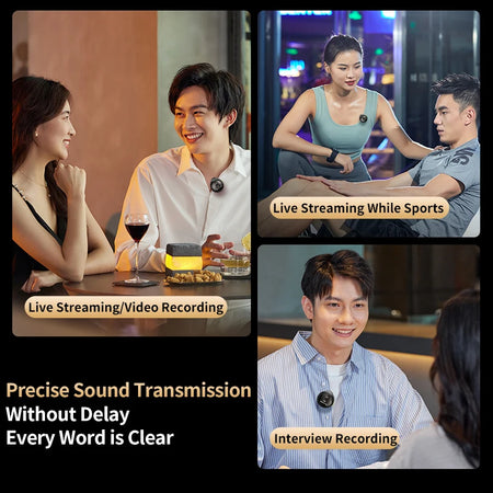 CrownQu Wireless Lavalier Microphone &ndash; Magnetic Noise Reduction with Charging Box