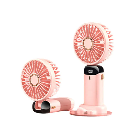Zokman USB Handheld Mini Fan &ndash; 5 Speed Wind LED Display Pink