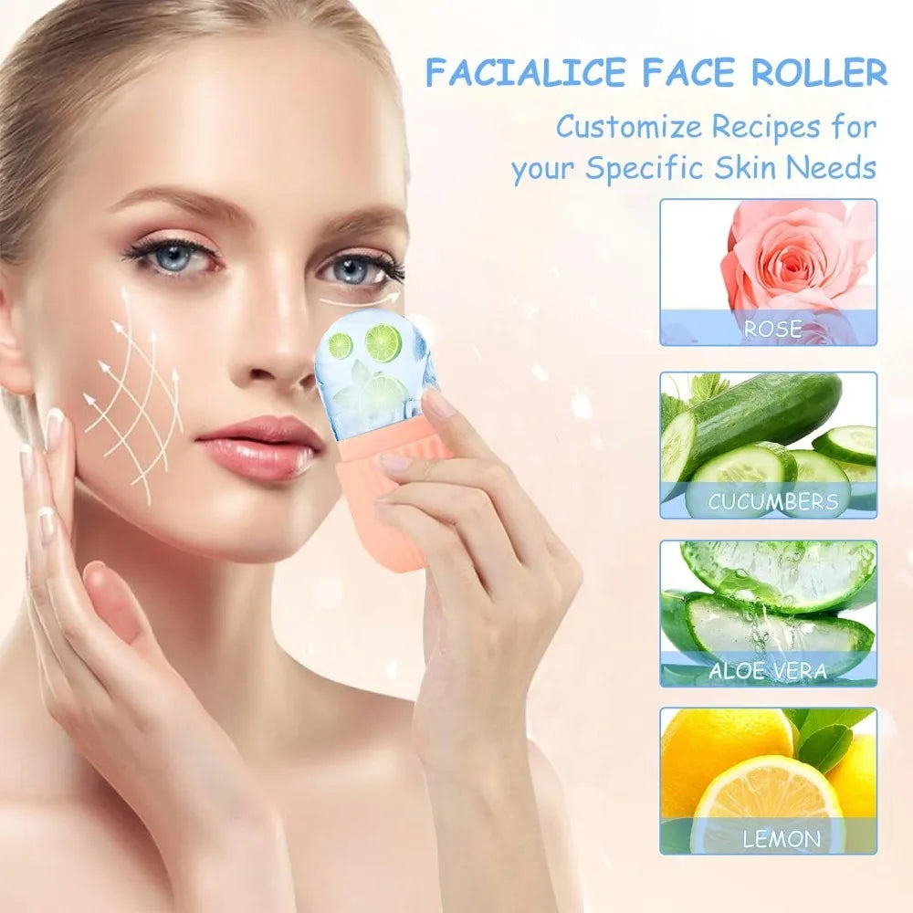 Ice Face Roller &amp; Gua Sha Board Set - Facial Massage &amp; Lifting Tools