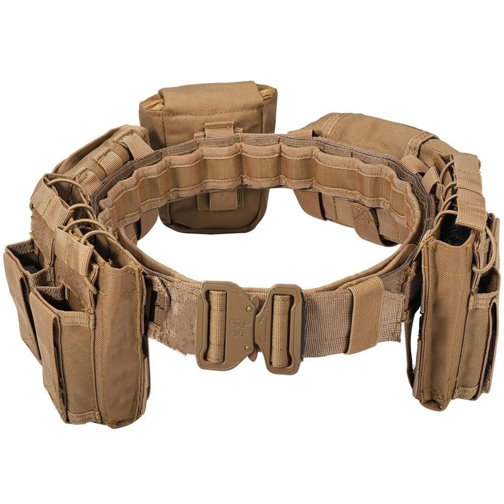 YAKEDA Inner Nylon Patrol Tactical Waist Utility Duty Belt &ndash; Quick Detach Buckle Tan