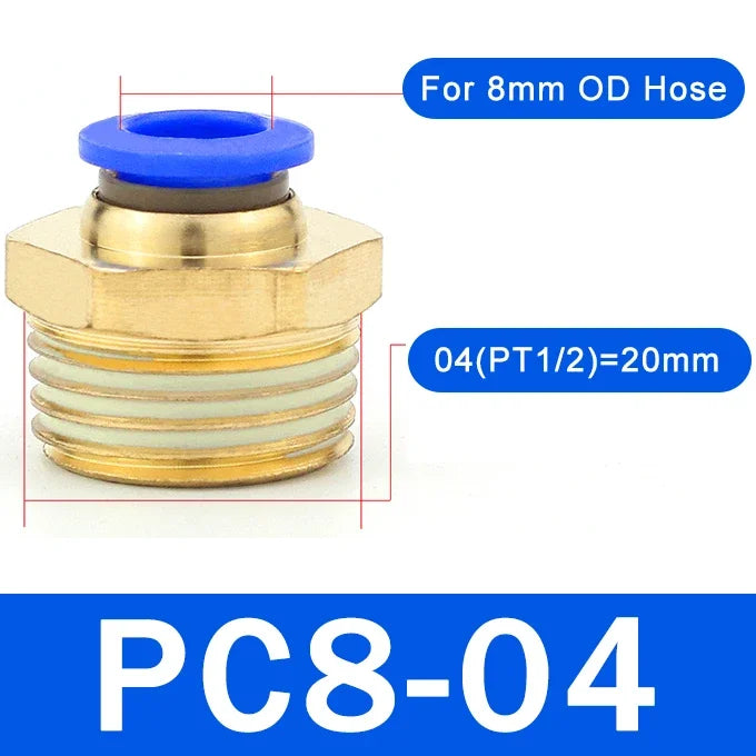 5PCS Pneumatic Quick-Connect Straight Fittings - Versatile Air Hose Connectors PC8-04 (1I2) / 5PCS