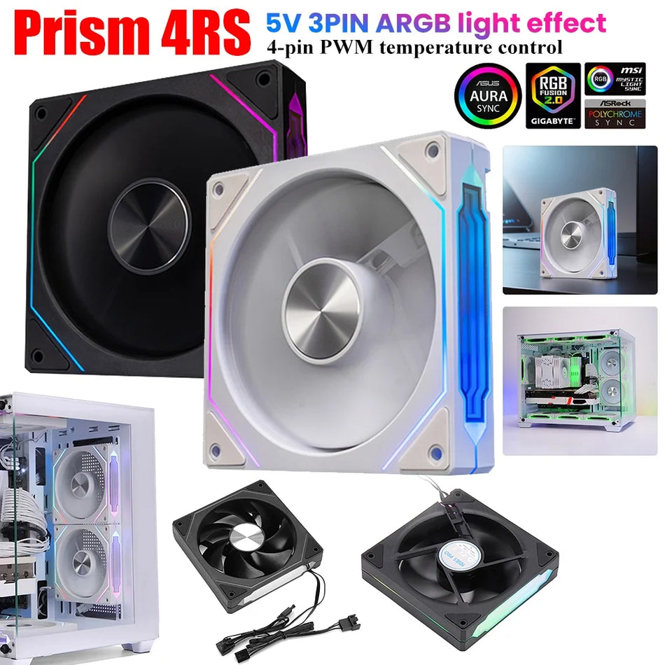 Ventilateur de boîtier ARGB de 120 mm avec PWM silencieux 5V, 3 broches/4 broches pour le refroidissement de PC