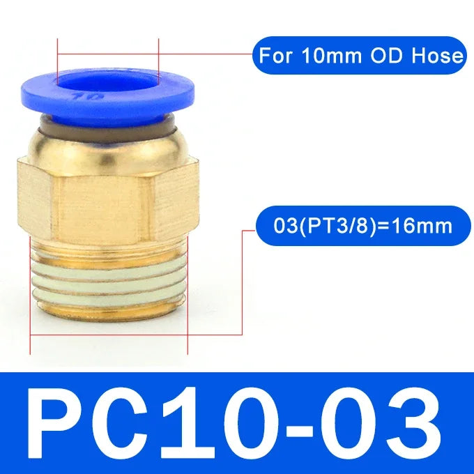 5PCS Pneumatic Quick-Connect Straight Fittings - Versatile Air Hose Connectors PC10-03 (3I8) / 5PCS