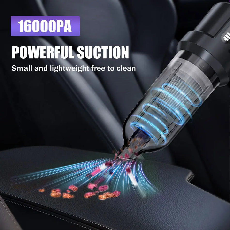 Cordless Handheld Car Vacuum With 16000Pa Brushless Motor, 3 Suction Levels
