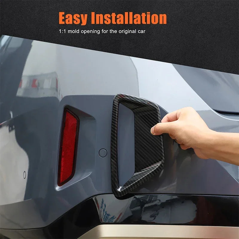 2 Peças ABS Fibra de Carbono Moldura Decorativa para Luz de Nevoeiro do Para-choques Traseiro para BMW Série 5 G60 2024 2025 Versão Desportiva