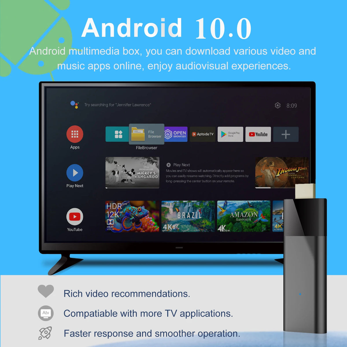 Mortal Q6 Mini 4K Smart TV Stick with Android 10 and Bluetooth 5.2