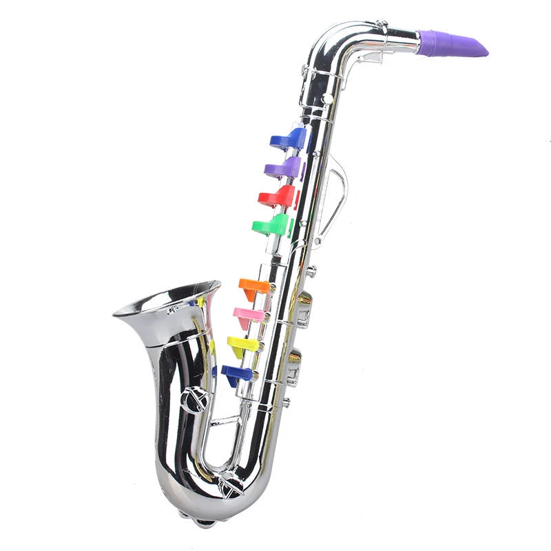 Children's Educational Toy Trumpet, Clarinet &amp; Saxophone Simulation Instruments for Early Learning Saxophone - Silver