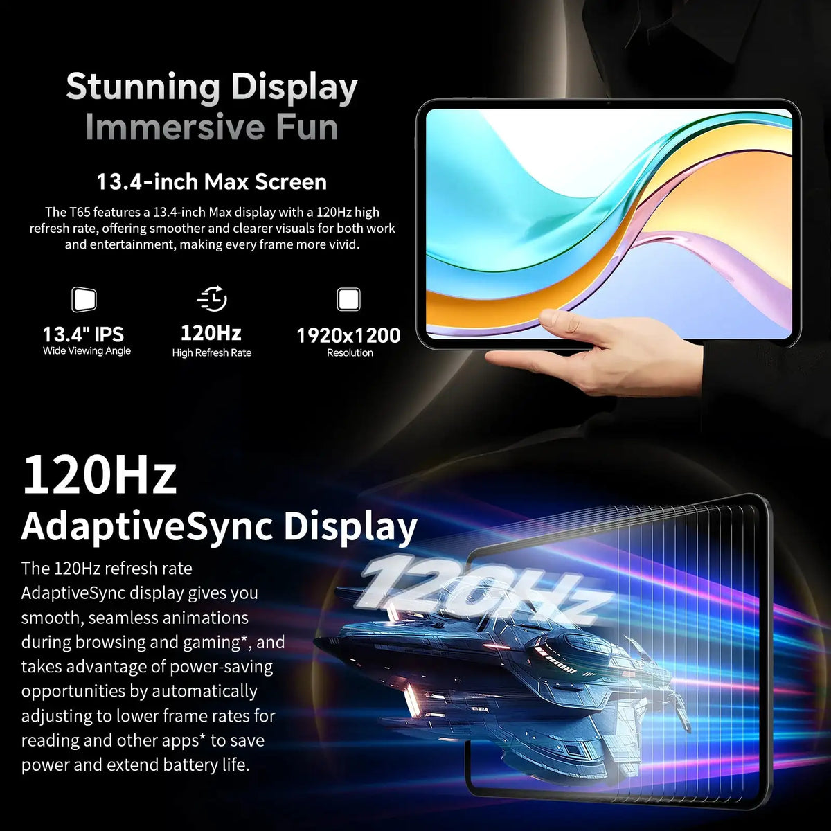 Teclast T65 13.4 Inch Android 15 Tablet 120Hz 8 Core 4G LTE