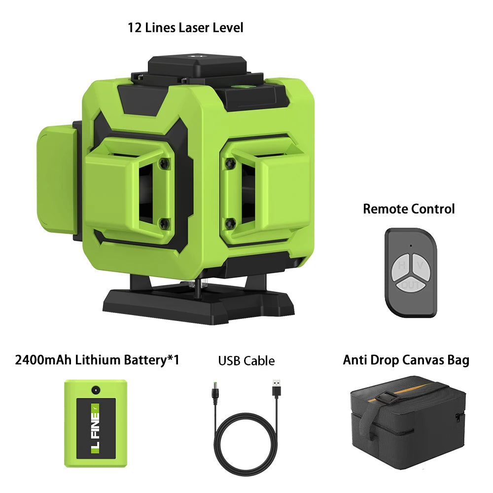 LFINE 4D 16-Line Green Laser Level with Remote Control and Self-Leveling uae30ub2a5 12 line