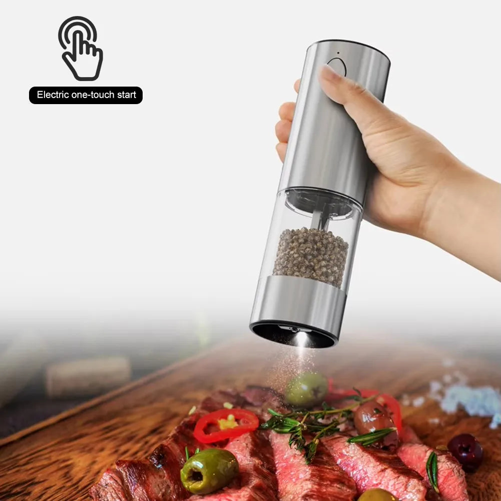 Electric Salt and Pepper Kit &ndash; USB Rechargeable Grinder silver1