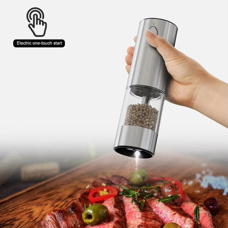 Electric Salt and Pepper Kit &ndash; USB Rechargeable Grinder silver1