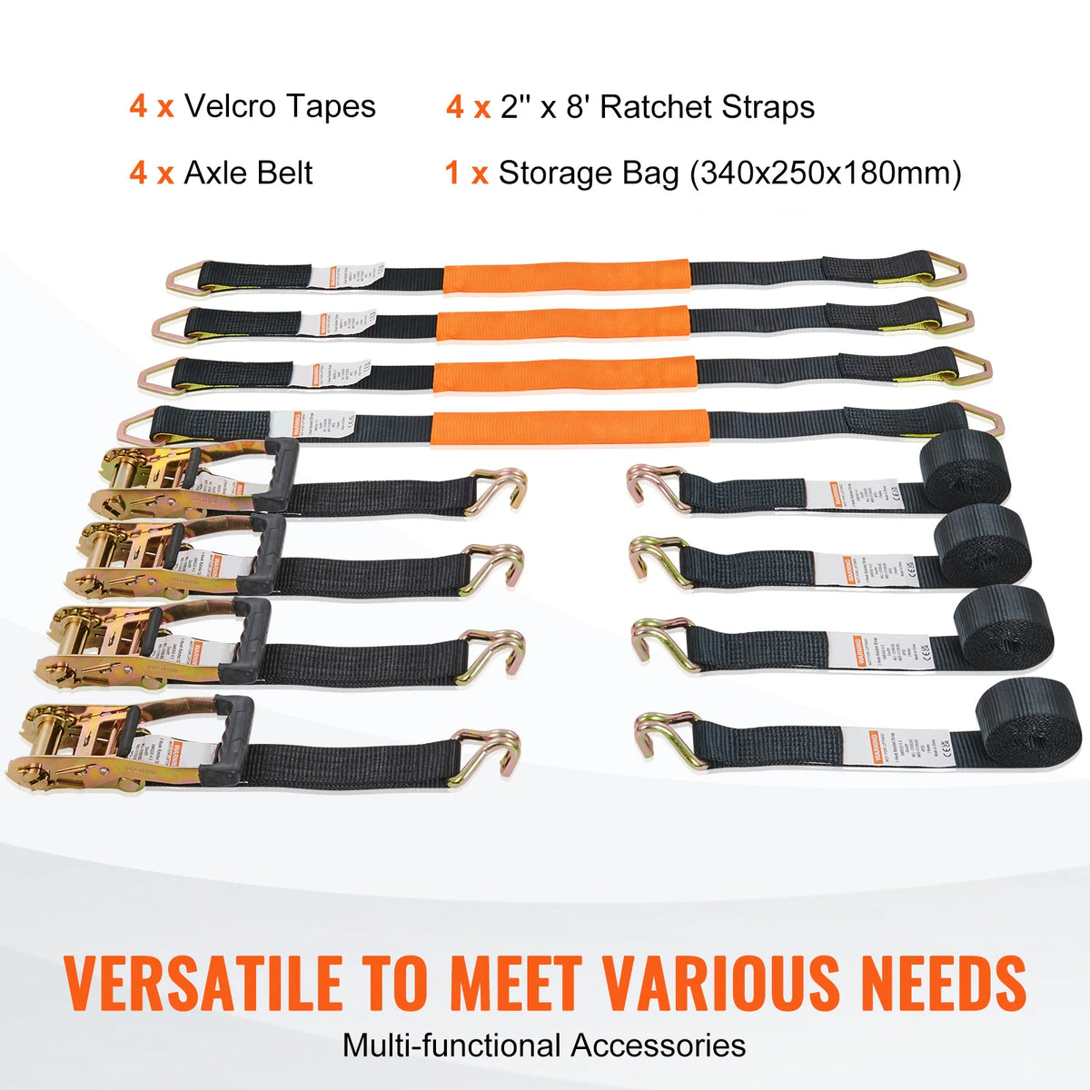 SucceBuy 4Pcs Ratchet Strap Set - Heavy Duty Tie Downs