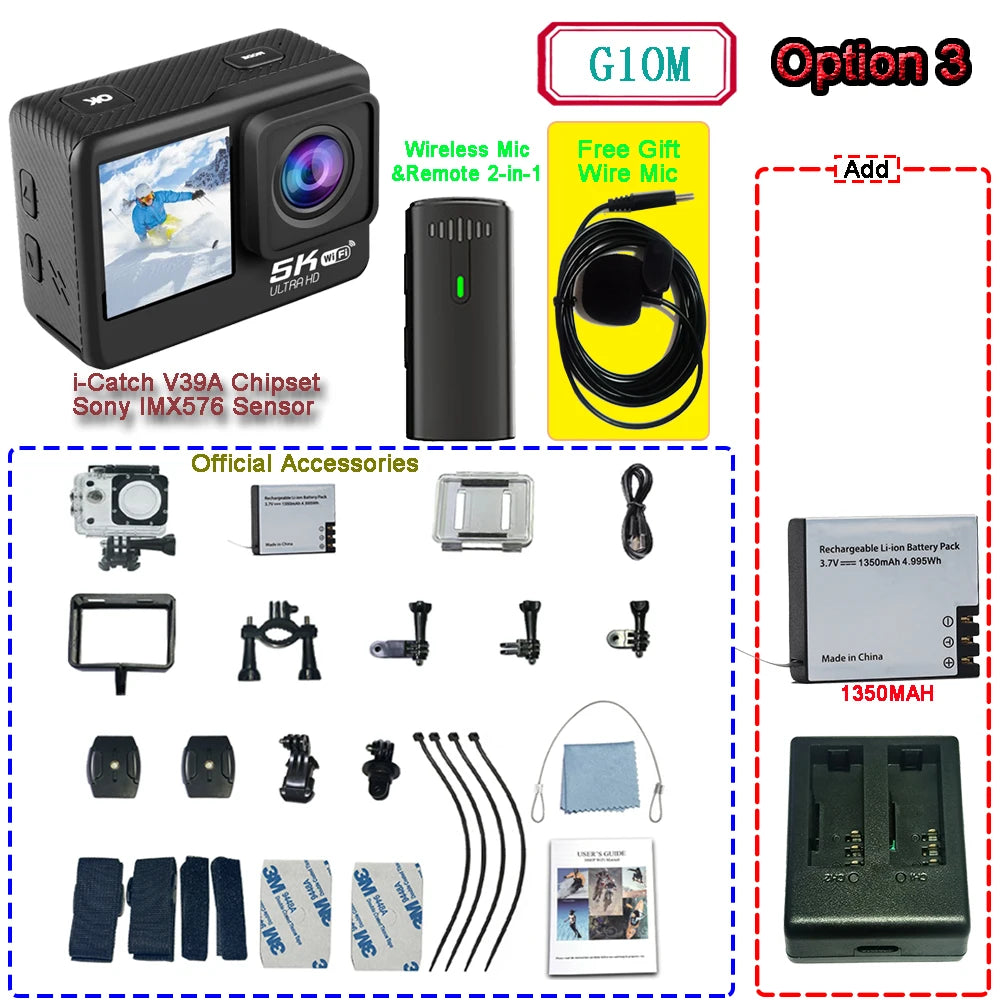 HUAFANT Action Camera &ndash; 5K Ultra-HD with Dual Screens G10M Option 3