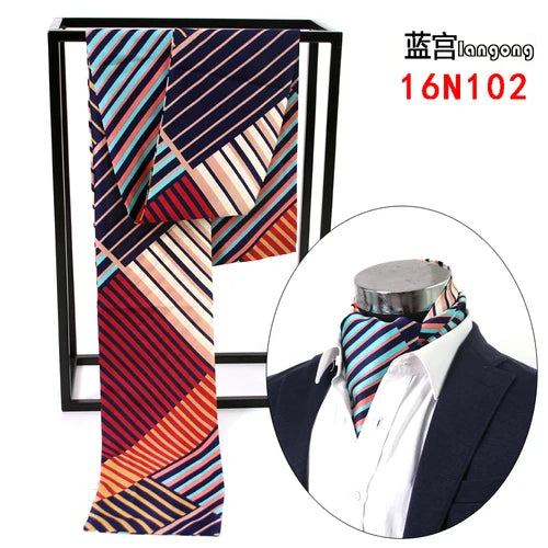 SIERSIYU Men's Silk Scarf &ndash; Versatile British Stripe Print