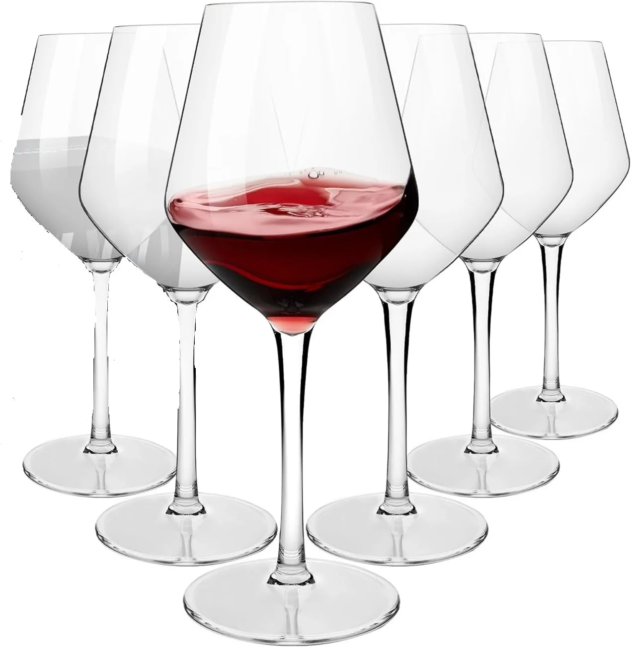 Clear Unbreakable Plastic Stem Wine Glass Cups &ndash; Food Safe 6PCS