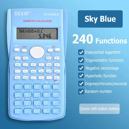 Multifunctional Scientific Calculator with Large Display for Students and Office Use Blue