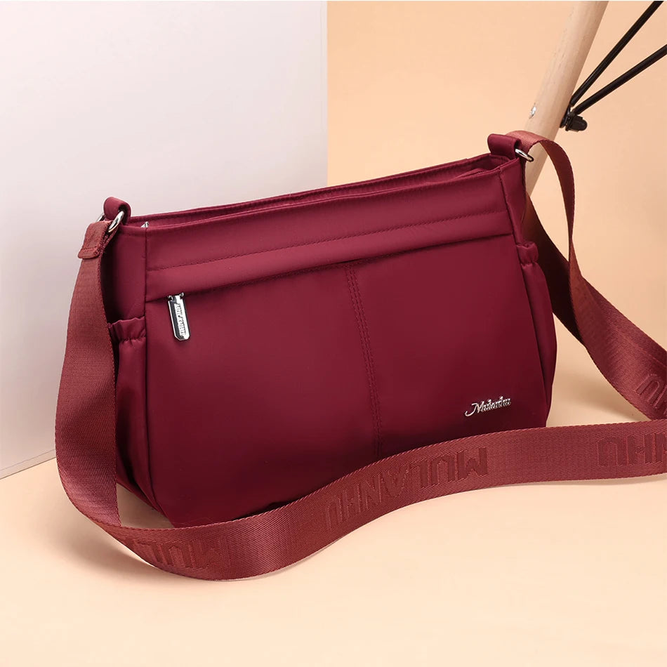 Luxury Nylon Crossbody Bag for Women, Designer Shoulder Tote with Sequined Letters