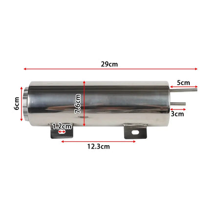 Universal 2''x13” / 3''x10” Radiator Coolant Overflow Puke Tank Polished Stainless Steel Radiator Coolant Overflow Tank Can by InterCyprus Trading Ltd