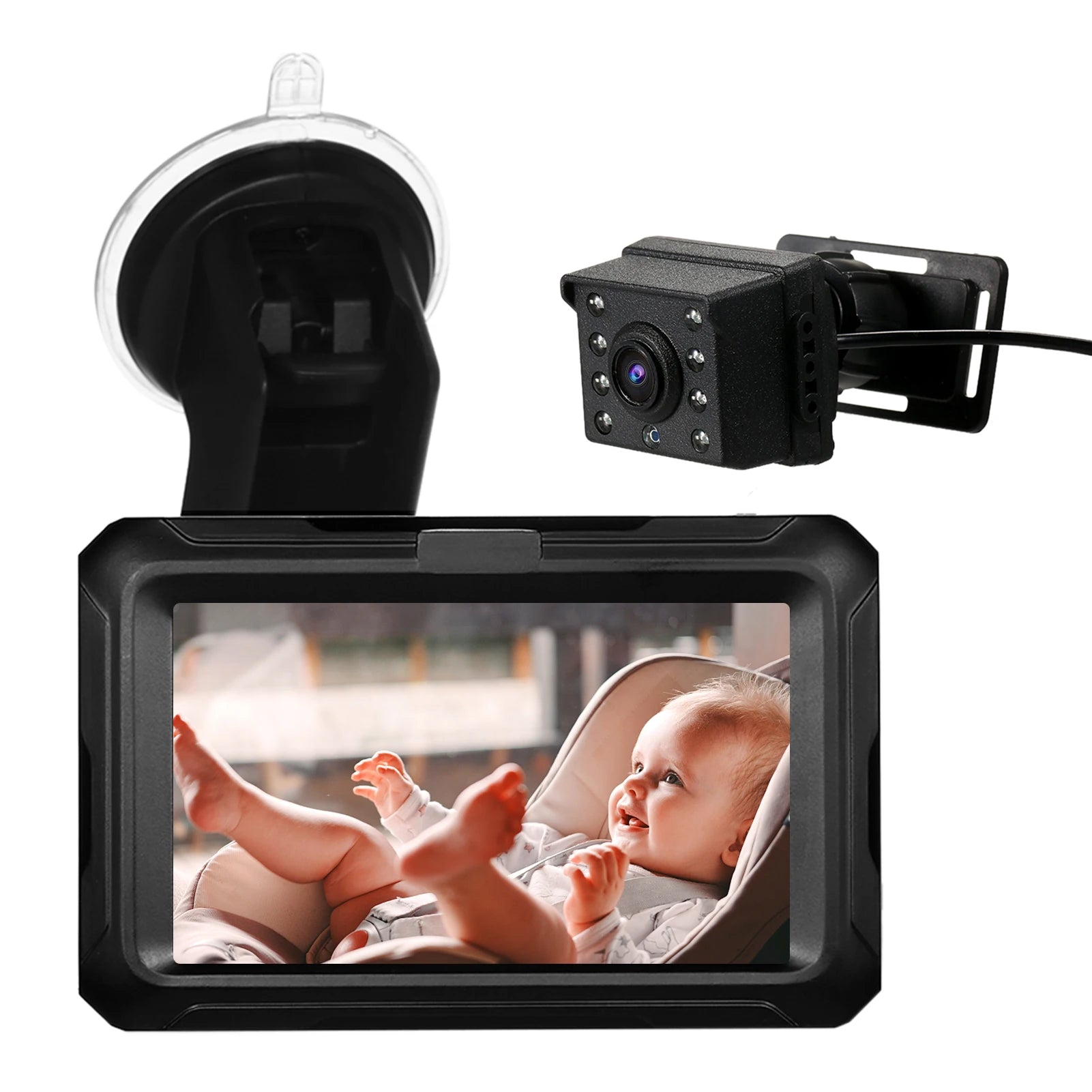 Rear View Monitor 4.3'' IPS Screen Baby Car Mirror with Night Vision and Adjustable Angle Default Title