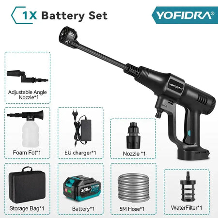 YOFIDRA 200Bar Brushless Pressure Washer Gun &ndash; Flow Control 1 Battery / france