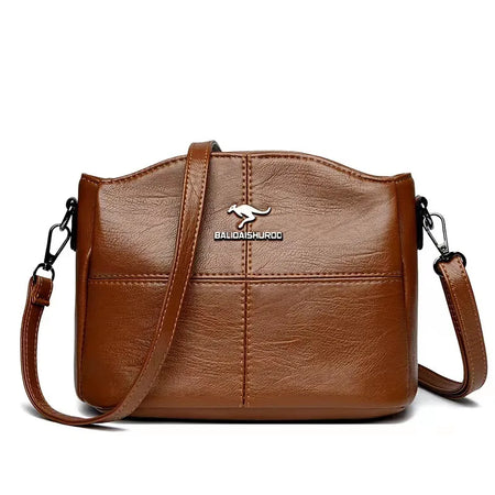 Elegant Embroidered PU Leather Tote Bag for Women Brown / CHINA