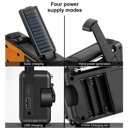 4000mAh Portable Emergency Solar Power Radio with Hand Crank and LED Flashlight