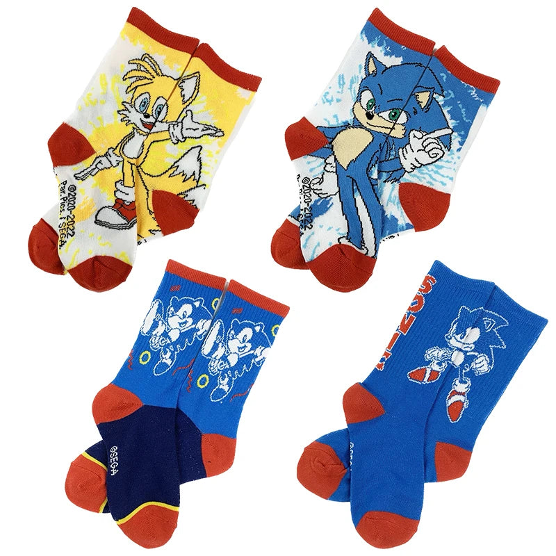 Anime Sonics Cartoon Knitted Cotton Tube Socks for 5-8 Year Olds - Cyprus