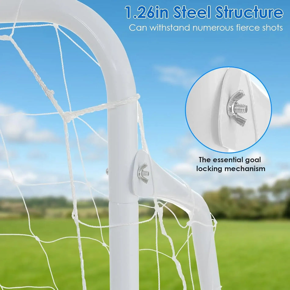 Σετ Πόλο Ποδοσφαίρου 12x6ft Φορητό Μεταλλικό Πλαίσιο Δικτύου