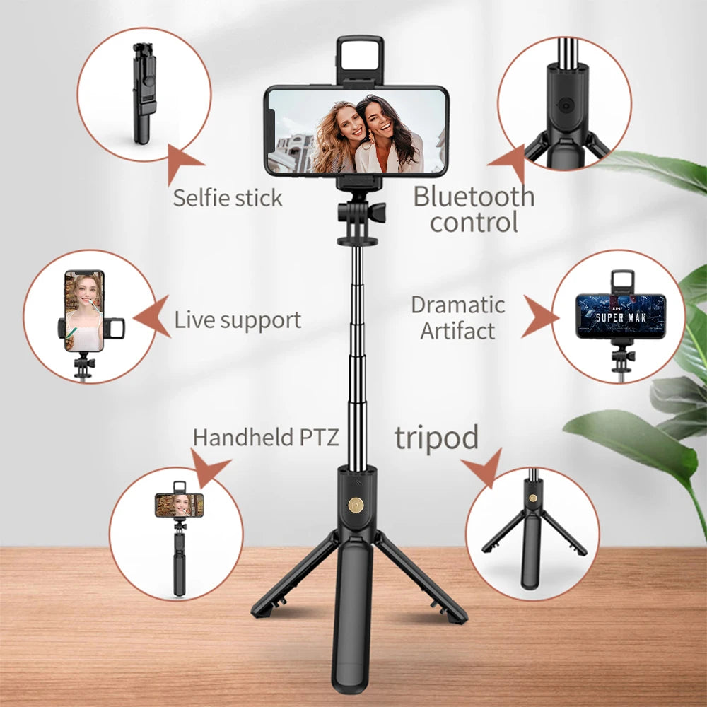 CrownQu Wireless Selfie Stick Tripod &ndash; Extendable with Bluetooth Remote