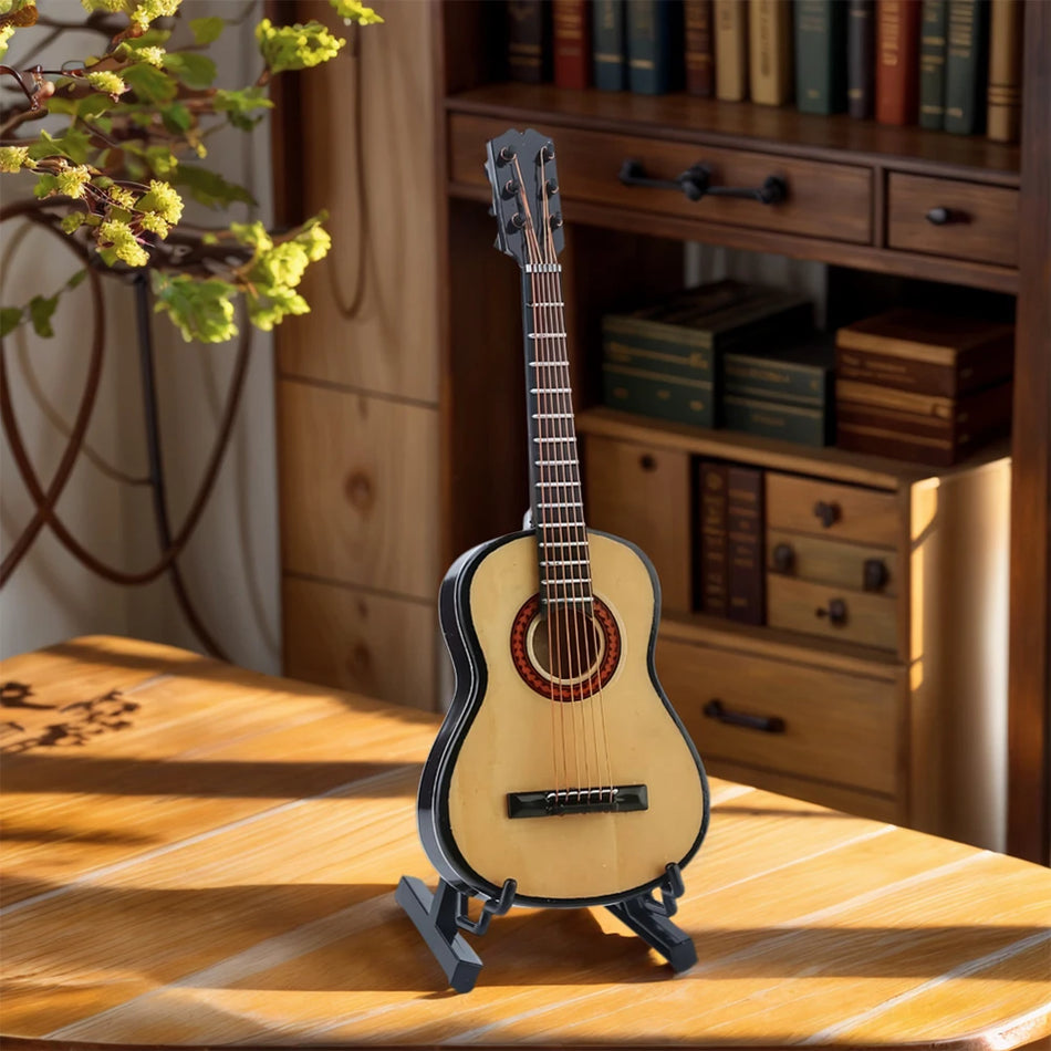 Mini-Klassische-Gitarrenornament, Holz-Dekorationsstück für die Wohnkultur