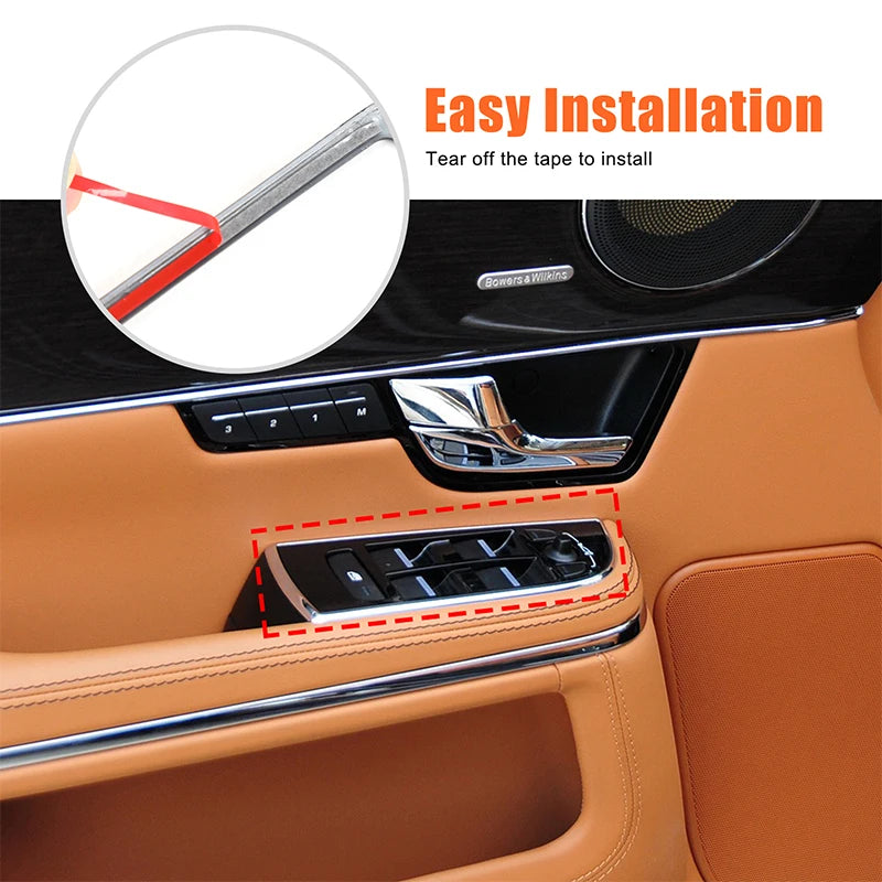 4 Peças ABS Preto Jaguar XJ 2010 2019 Autocolante de Moldura de Vidro