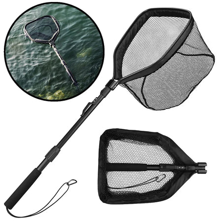 Floating Fishing Net with Telescopic Pole - Easy Catch &amp; Release for Saltwater and Freshwater