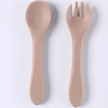 CZSAE Silicone Baby Spoon Set &ndash; Soft and Safe Feeding Solution Light Brown