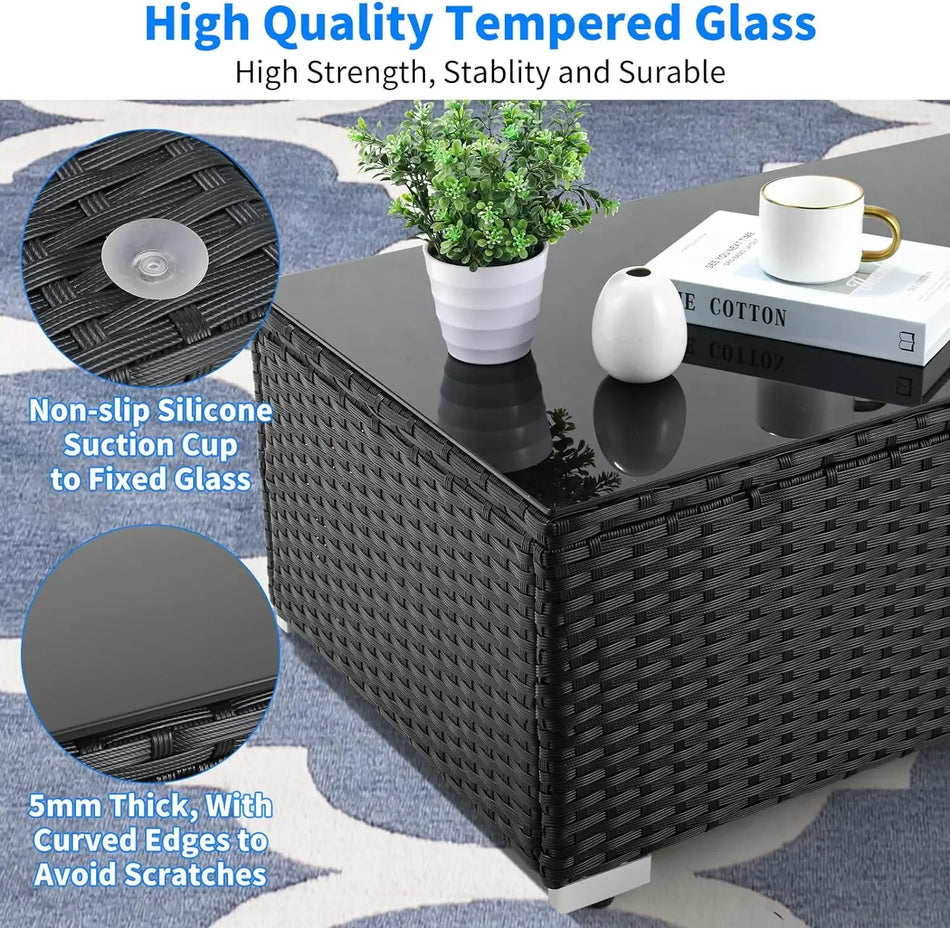 Zestaw sof z polirattanu dla 4 do 5 osób na zewnątrz