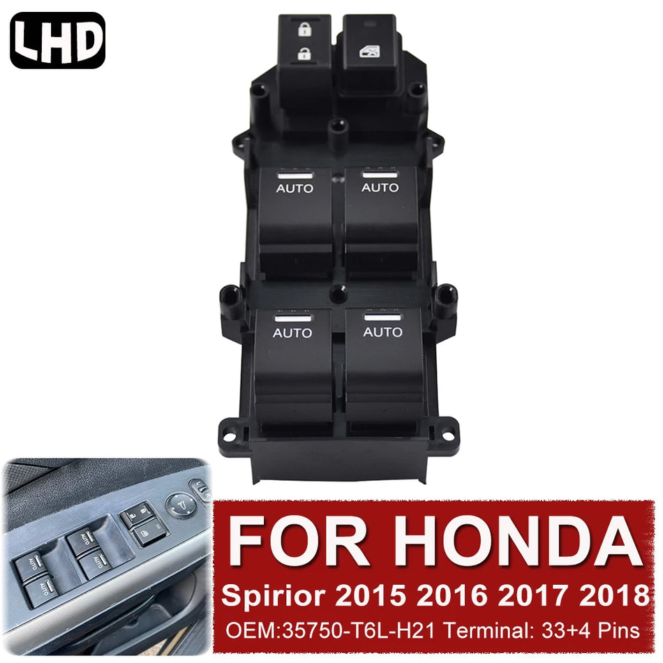 Spínač elektrického okna pro Honda Spirior 2015-2018 přední levý ABS 35750-T6L-H21