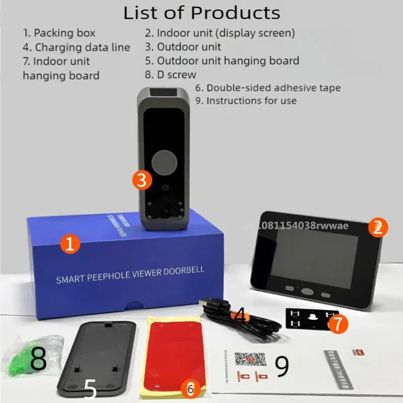 Tuya Wireless Doorbell Outdoor 5 Inch Screen &ndash; PIR Motion