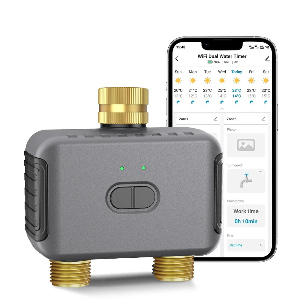 2-Outlet Tuya Smart Automatic Water Timer &ndash; Voice Control