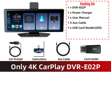 ACCEO 4K DashCam 10.26 Inch &ndash; Android Auto CarPlay GPS E02P / None