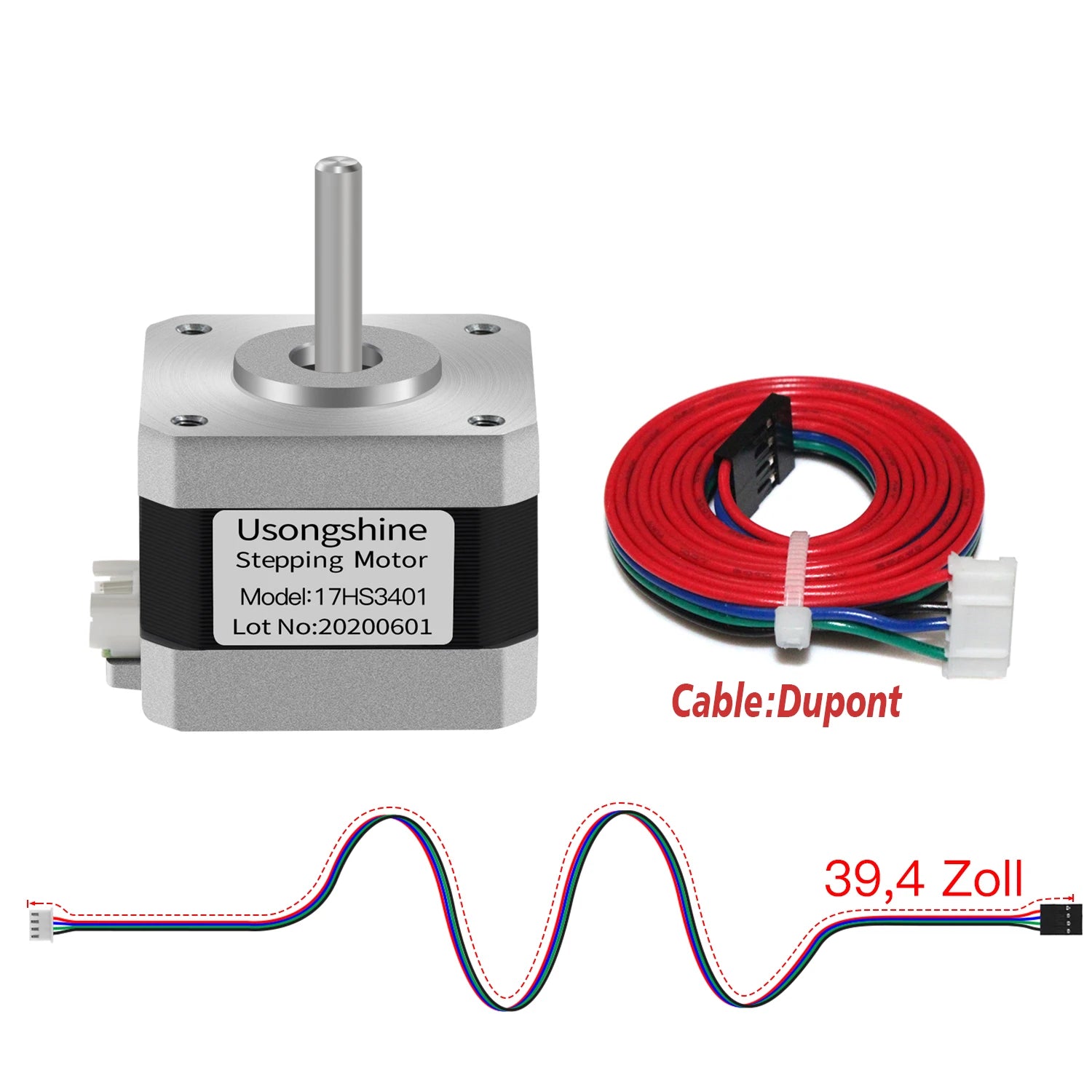 Usongshine Nema17 Stepper Motor &ndash; Exceptional Precision and Reliability 17HS3401 Dupont / CHINA / 3 PCS