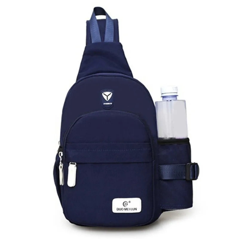 Versatile Unisex Oxford Chest Bag for Outdoor Adventures Dark Blue