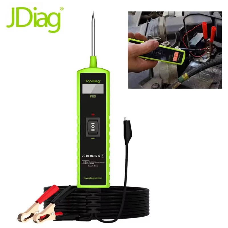 Jdiag P60 Araç Elektrik Test Cihazı, DC 6-30V, Akü ve Devre Prob'u