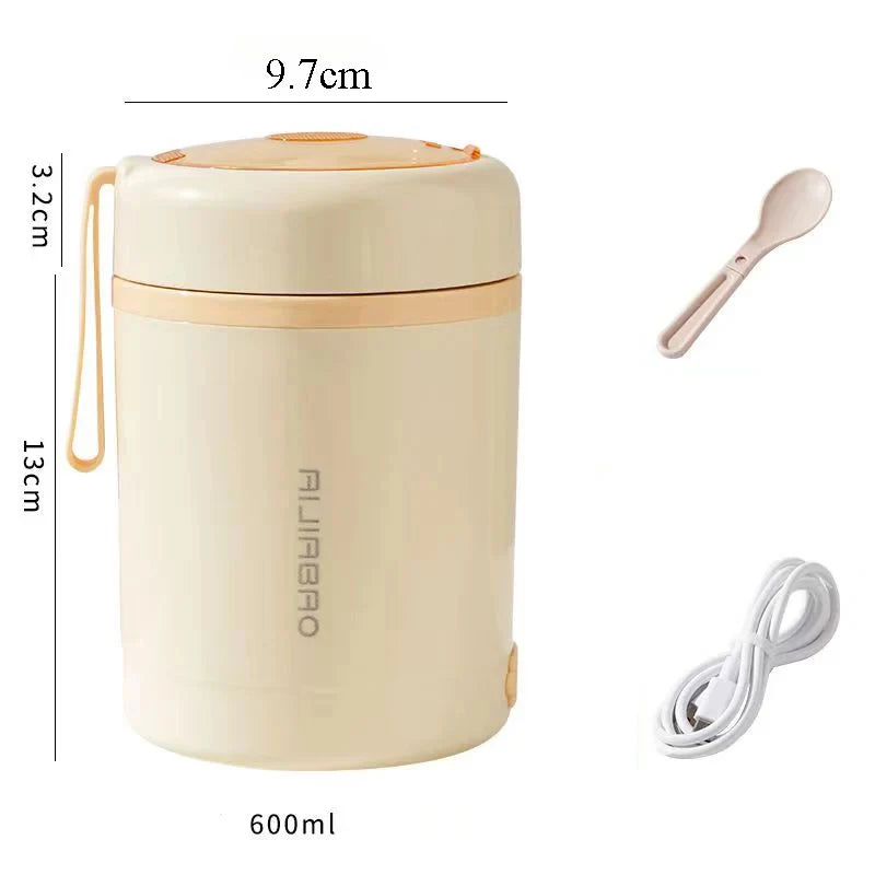 600ML USB Electric Heating Lunch Box &ndash; Keeps Food Warm 60C Yellow / 600ML