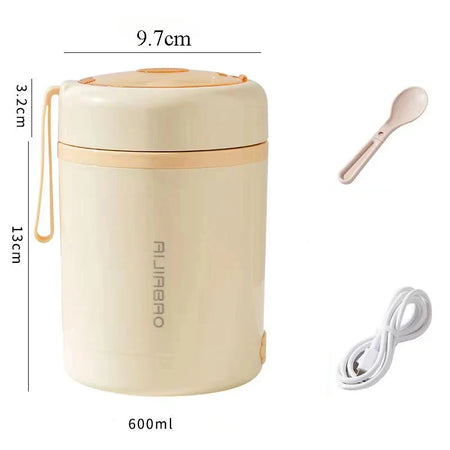 600ML USB Electric Heating Lunch Box &ndash; Keeps Food Warm 60C Yellow / 600ML