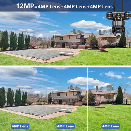 V380Pro 4G Sim Camera - 12MP 6K Tri-Lens Night Vision PTZ Surveillance