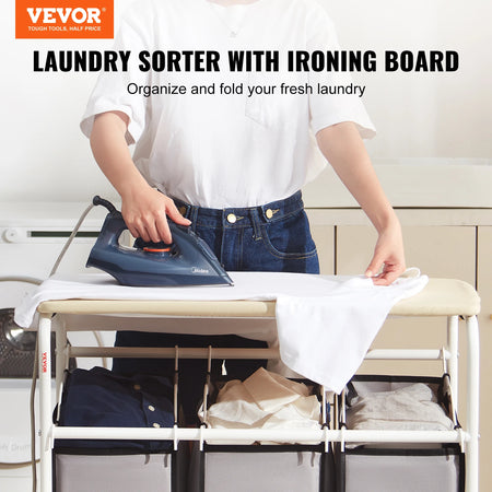 VEVOR 3/4-Section Laundry Sorter &ndash; Folding Ironing Board